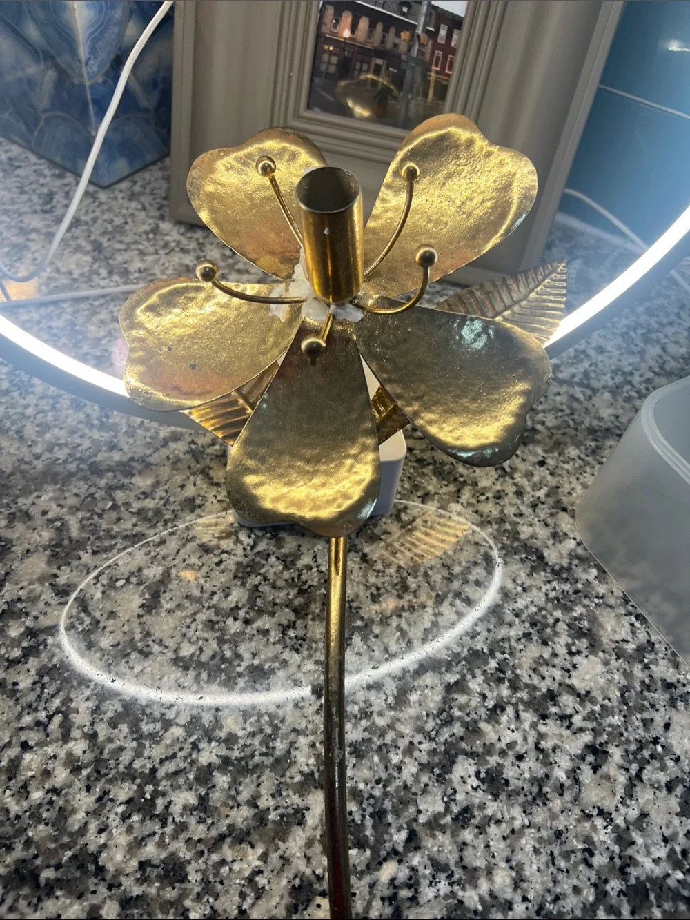 Vintage Mid-Century Hollywood Regency style brass lotus/lily flower